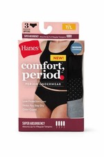 Hanes Comfort Period Hipster Period Underwear Size 7/L Super Absorbency