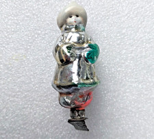 Vintage USSR Soviet Glass Xmas Christmas Tree Ornament - Boy on clip
