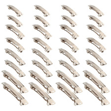 40Pcs Iron Barrette Hair Clips 4 Sizes Metal Silver French Barrette Findings for