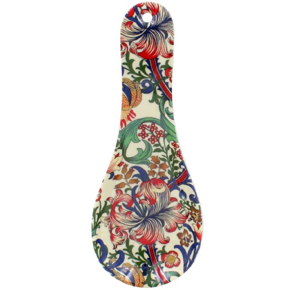 Golden Lily Floral Design Spatula Utensil Cooking Home Kitchen Spoon Rest Holder