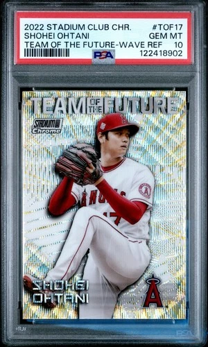 2022 TOPPS STADIUM CHROME TEAM OF THE FUTURE TOF17 SHOHEI OHTANI WAVE PSA 10