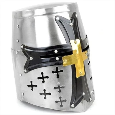 Medieval Templar Crusader Knight Armor Helmet with Cross | Greek Roman Spartan - image 1 of 4