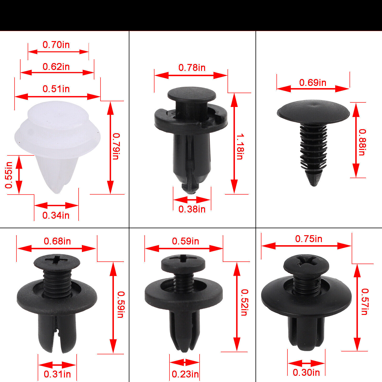 For Honda CAR 100x Box Set Bumper Fender Liner Push Type Retainer Clips