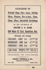 Auction Hamilton Residence Doctor E.B. Blain 684 Main St. East Harry Thomas & Co