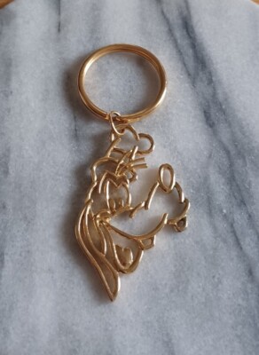 Disney 14KT Electro Plated Gold Goofy Face Outline Keychain Vintage Disneyana 