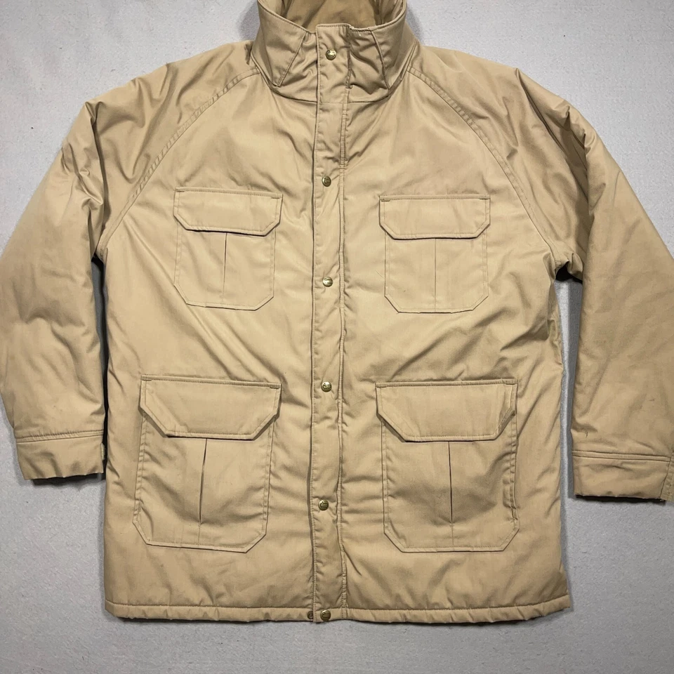 Woolrich Jacket Men XL Beige Insulated Coat 4-Pocket Nylon Lining USA Made - Image 2 of 4