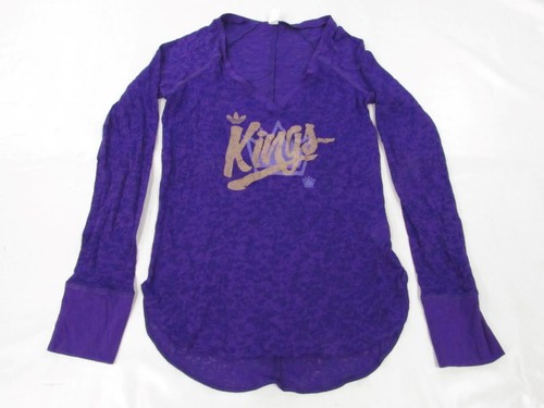 New Sacramento Kings Womens Sizes S-XL Purple Adidas V-Neck Sheer Shirt - Picture 6 of 6