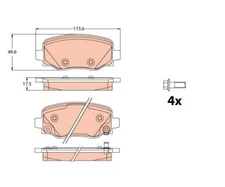 Brake Pad Set, Disc Brake TRW GDB2116 for Fiat 500X