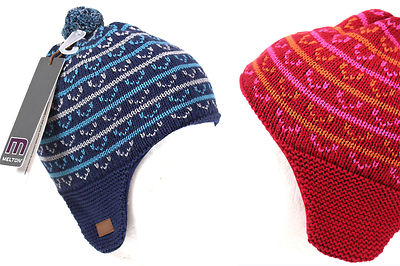 MELTON Kinder Wintermütze 9-12 M. -2 J. Baby Bommelmütze Norweger-Design NEU