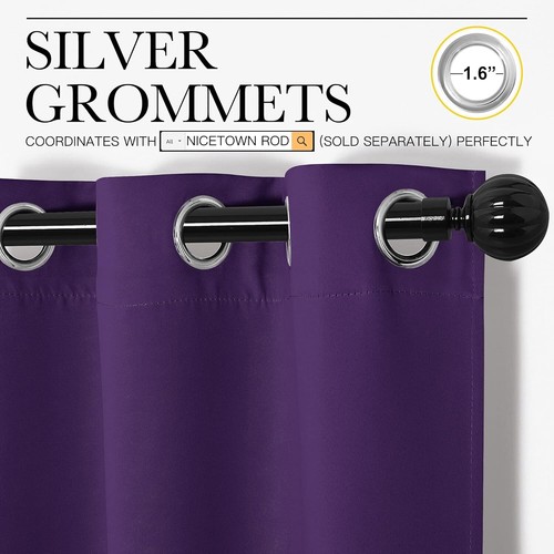 Thermal Insulated Royal Purple Blackout Curtains 55” W x 96” L - Room Darkening - Picture 5 of 11