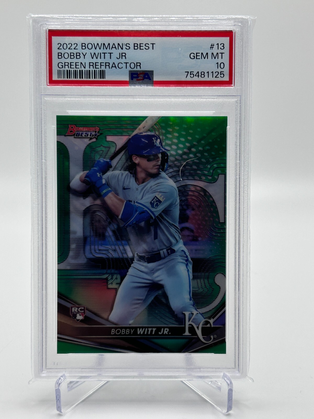 BOBBY WITT JR 2022 BOWMANS BEST GREEN REFRACTOR 47/99 PSA 10 #13 JC