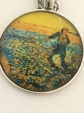 SOWER at SUNSET     Van gogh  Glass Dome cabochon necklace  UK seller B7