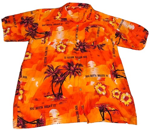 Mens Island Expressions YOU BETTA BELIZE IT Hawaiian Shirt 2XL