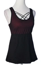 Ruby Ribbon Mesh Racerback Active Tank Top Pullover Atomic Red & Black Small S