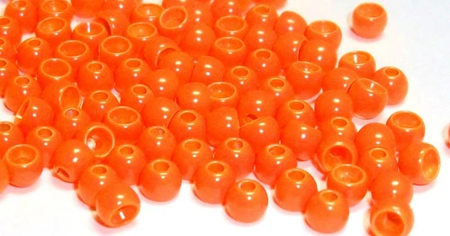 PREMIUM UV HOT ORANGE PAINTED BRASS BEADS Fly Tying 6 Sizes - 25 Count