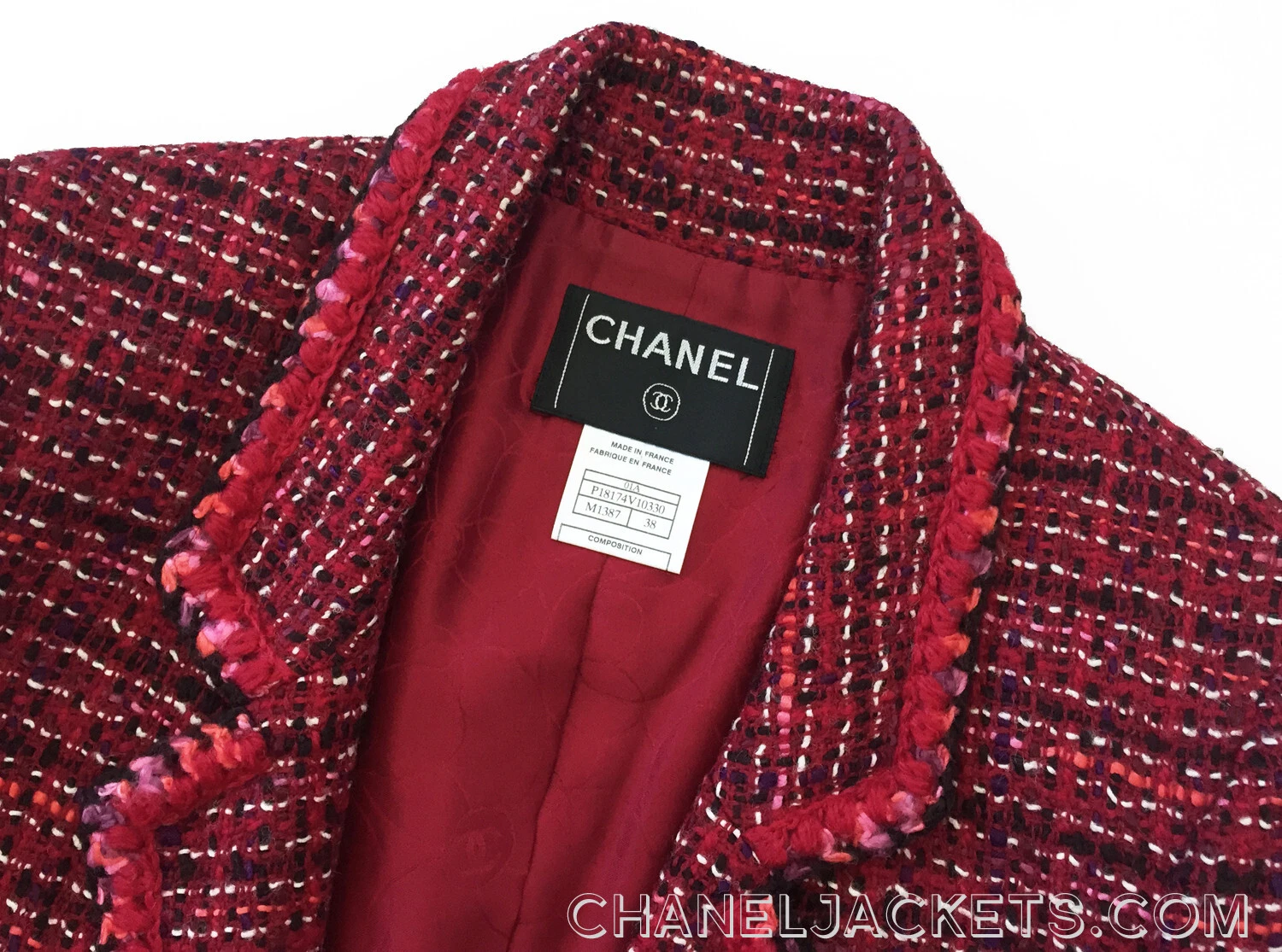 $3.995 GIACCA CHANEL VINTAGE rossa multi tweed * FR 28 US 2 4 ~ IMMACOLATA