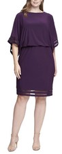 Women s Formal Dress Plus Size 18W JESSICA HOWARD Purple Elbow Sleeve Blouson
