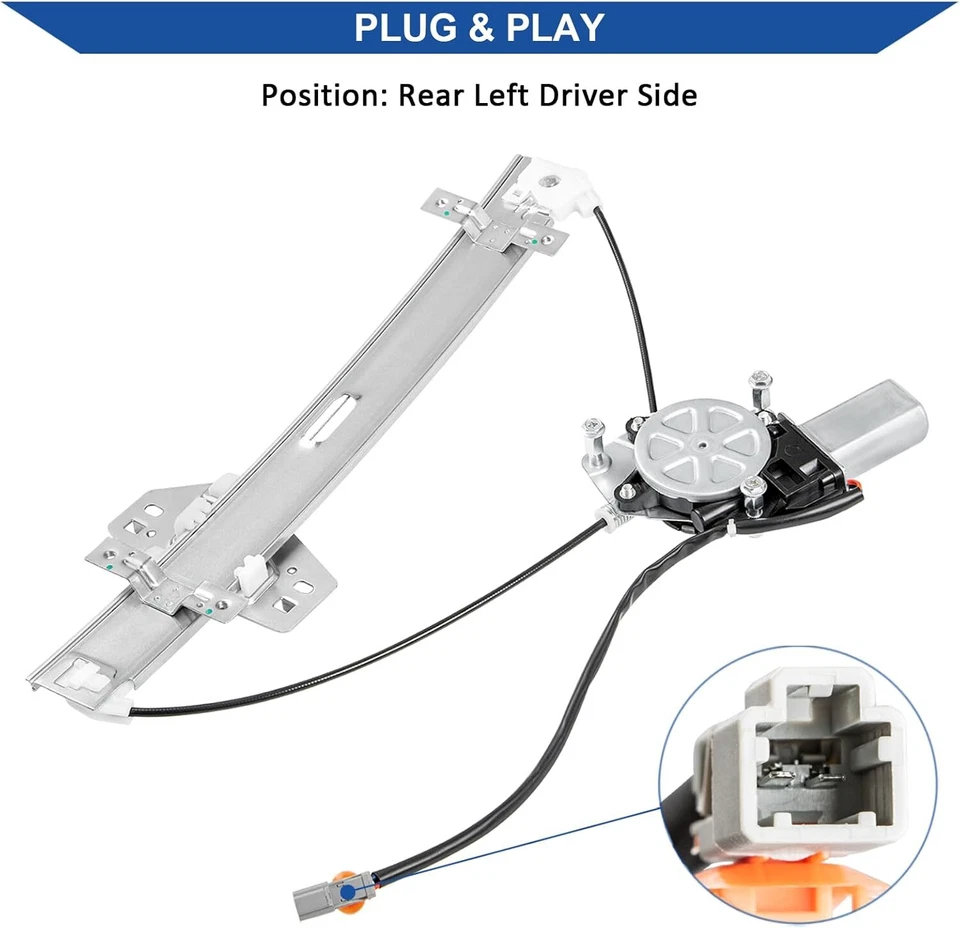 For 2001-2006 Acura MDX Rear Driver Side Power Window Regulator with Motor 2 Pin Foto 3 de 4
