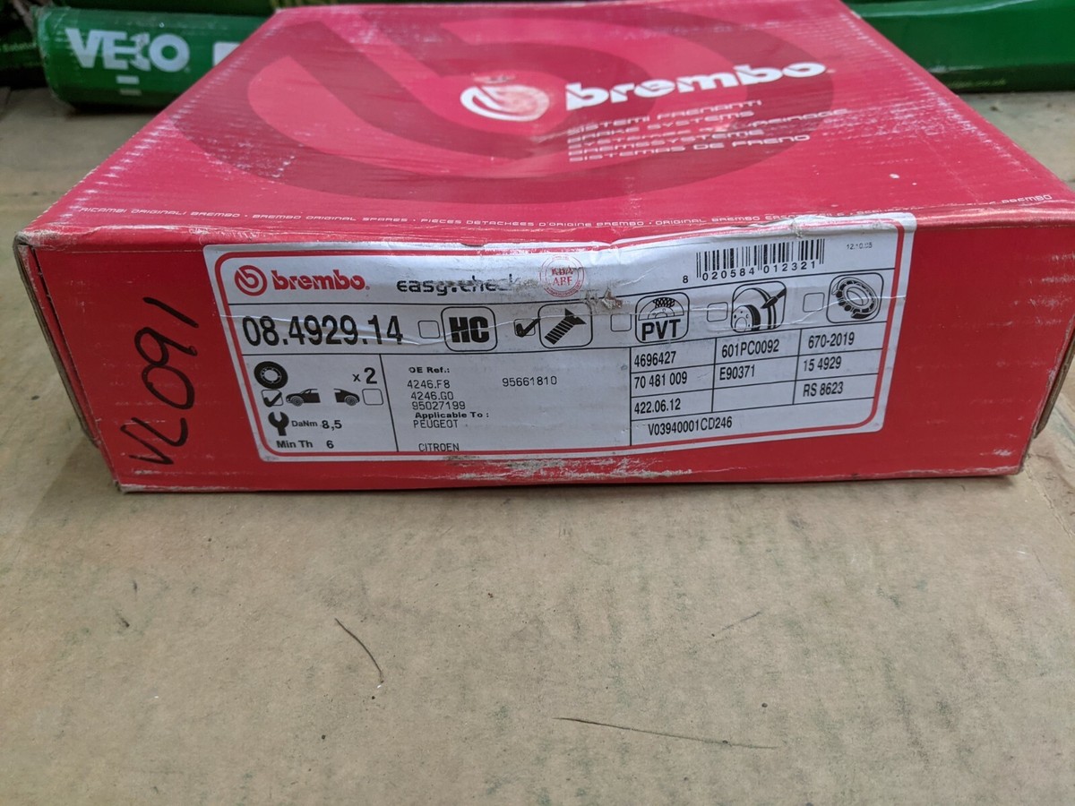 i - スター BREMBO FRONT BRAKE DISC ( PAIR ) 08.4929.14 FITS CITROEN AX