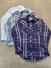 Vintage ATB Authentic Western Shirt Lot Mens M 16 34/35 Blue Plaid Pearl Snap
