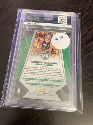 2017-18 Panini Prizm Purple Prizm Gordan Hayward #15 Serial Grade PSA 10GM - Picture 3 of 3