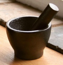Image of Solid Cast Iron Pestle and Mortar Kitchenware Gifts Small Pestle and Mortar