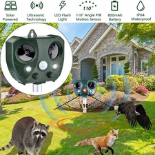Solar Ultrasonic Animal Repellent Dog Skunk Deer Raccoon For Garden Yard