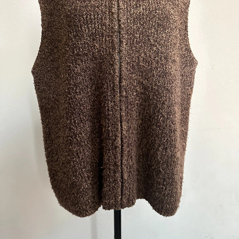 De Colección Tanjay Suéter Chaleco Medio Profundo Pila Marrón Retro Tejido Sin Mangas Informal Foto 3 de 4