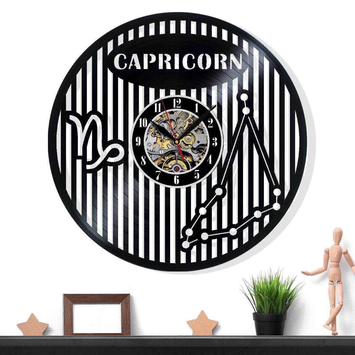 Capricorn Zodiac Sign Constellation Vinyl Wall Clock Gift Surprise Birthdays