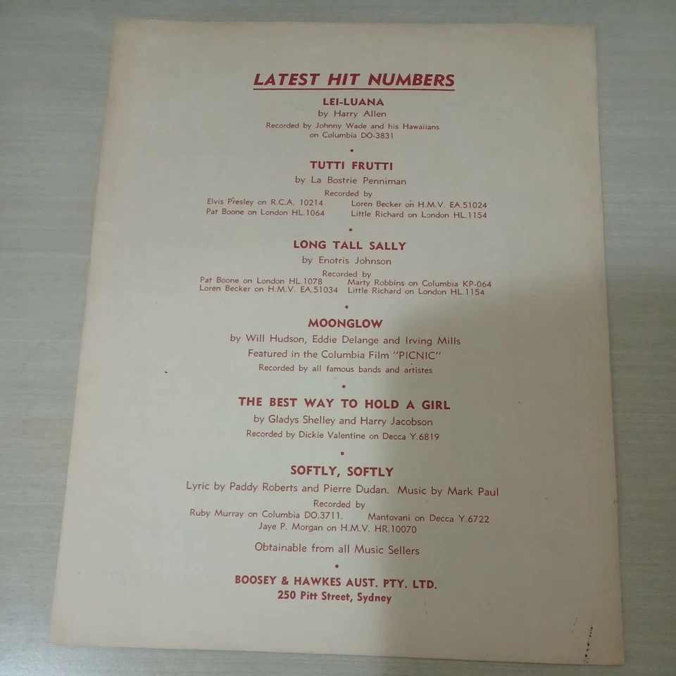 TOMMY SANDS Sheet Music TEENAGE CRUSH Capitol Records 50's TEEN POP Vocals - Image 4 of 4