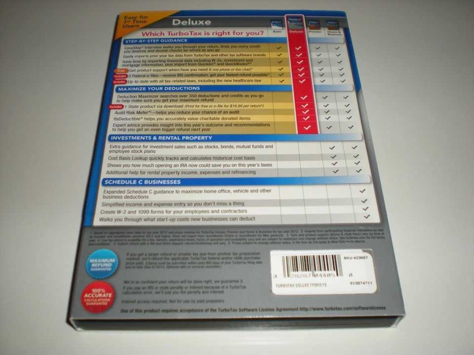 Turbotax 2013 Deluxe. Federal & State + Federal E-file. Ugly new sealed box. - Image 3 of 4