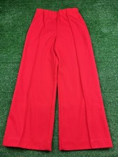Vintage 1980's Women's Red Pleated Polyester Blend Pants 25" x 26" Elastic Waist