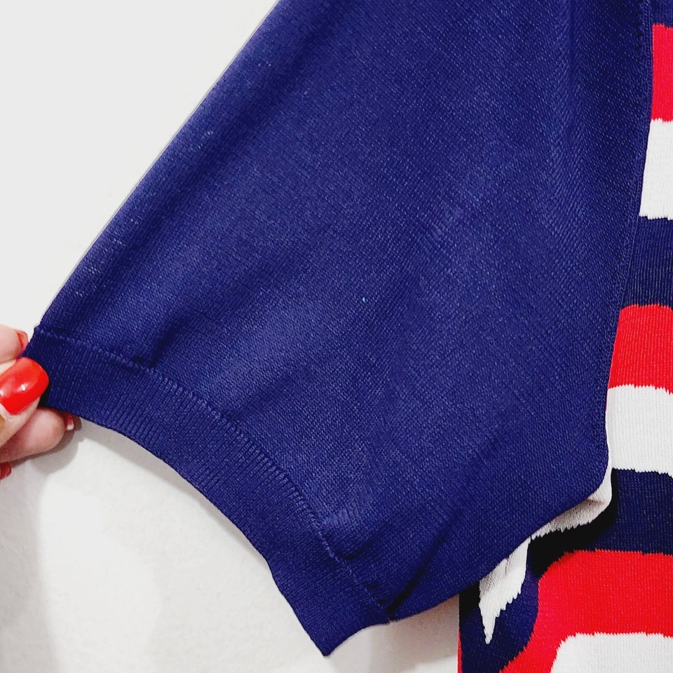 Paisley & Gray Mens Eagle Wave Stripe Knit Polo Shirt Red White Navy