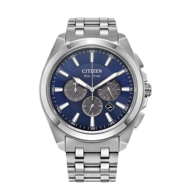 Citizen Eco-Drive Herren Edelstahl Chronograph blaues Zifferblatt Uhr - CA4510-55L