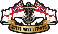 2 x Small Royal Navy Veteran Car Sticker with Two White Ensign - HM Armed Forces