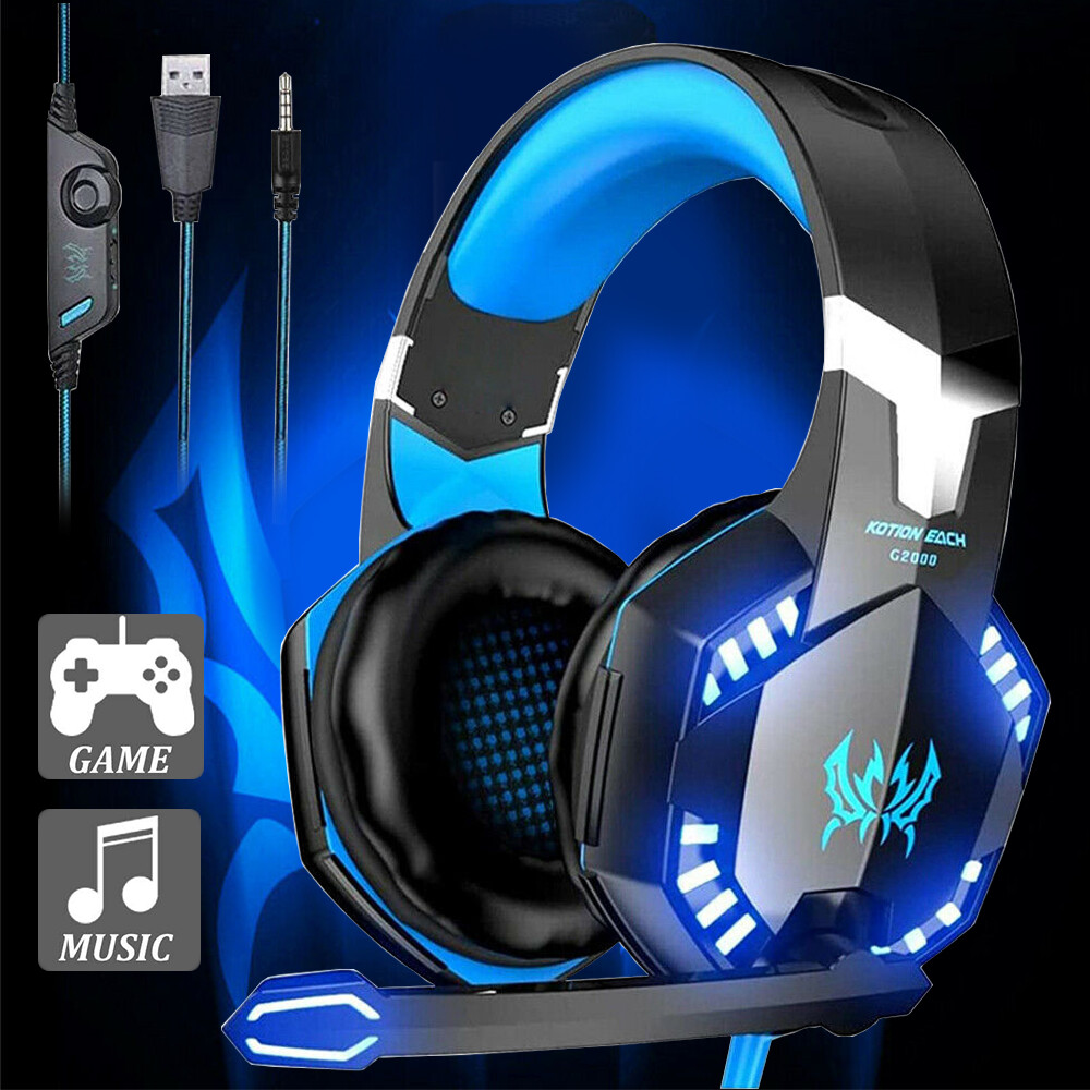 Gaming Headset Mic LED Headphones Stereo Bass Surround For PC Xbox