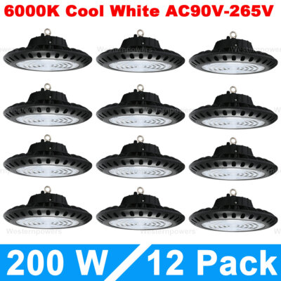 12 Pack 200W LED High Bay Lamp Warehouse Shop Replaces 400W Traditional Light