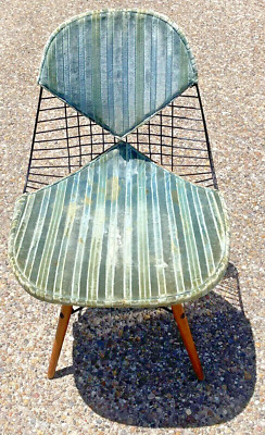 Herman Miller 1953 Ray & Charles Eames DKW-2 Dining Black Wire Chair Wood Legs-A