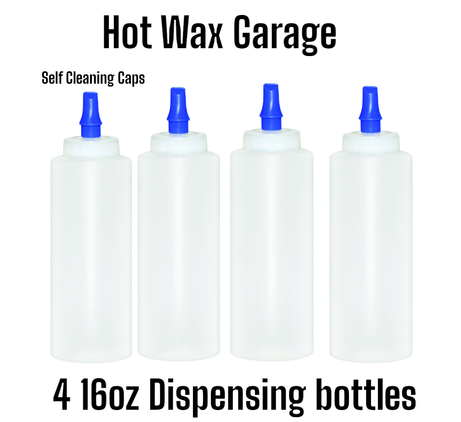 Dispenser Bottle 4 Pack, Squeeze Bottle, Self Cleaning Top