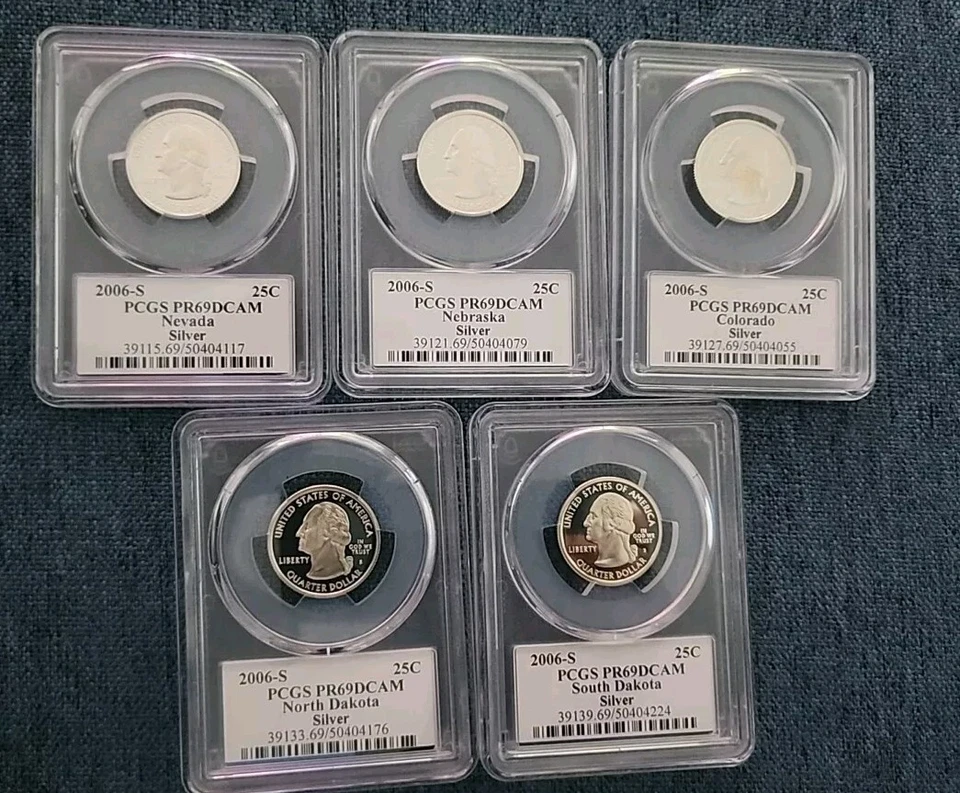 2006 S silver Set PCGS Slabbed Pr69 States Quarters Flag Label (Toning). - Image 2 of 4