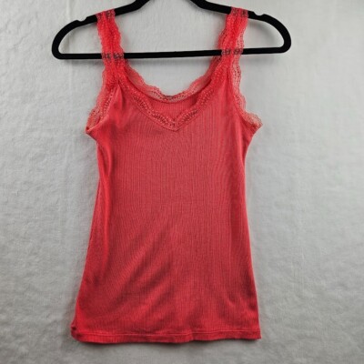Uniqlo Size XS Ribbed Lace Trim Tank Camisole Top