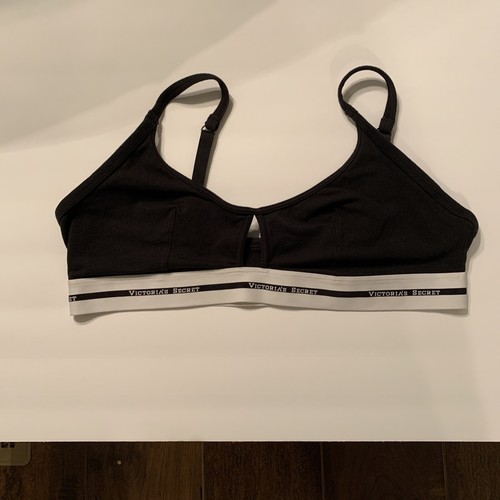 Victorias Secret Sports Bra Black White Adjustable Stretch Large RN# 54867 - Picture 1 of 5