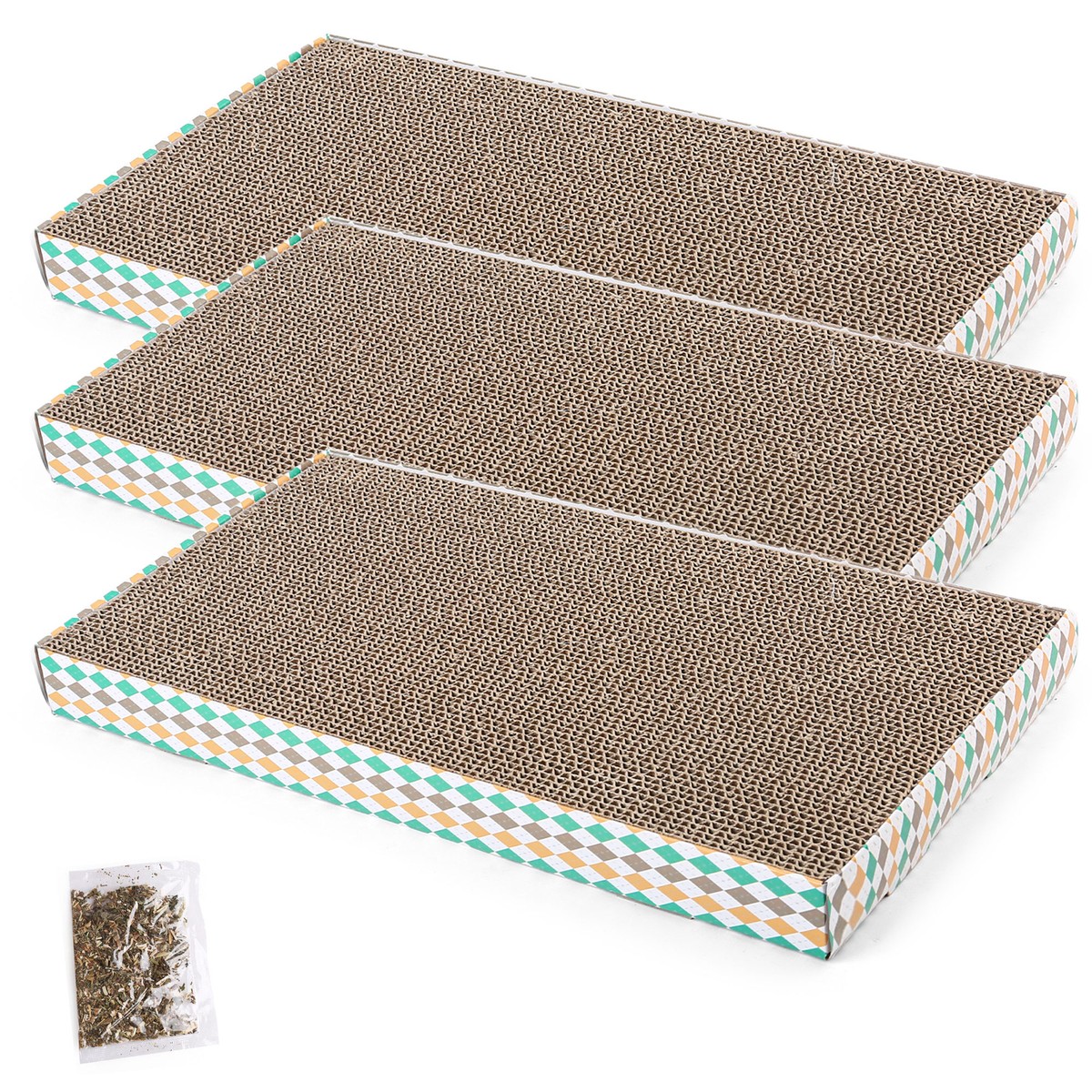 3 Packs Flat Corrugate Cat Scratchers Cardboard Cat Scratching 