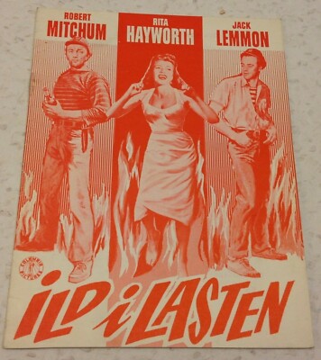 Fire Down Below Mitchum Rita Hayworth Lemmon 1957 Danish Original Movie Program