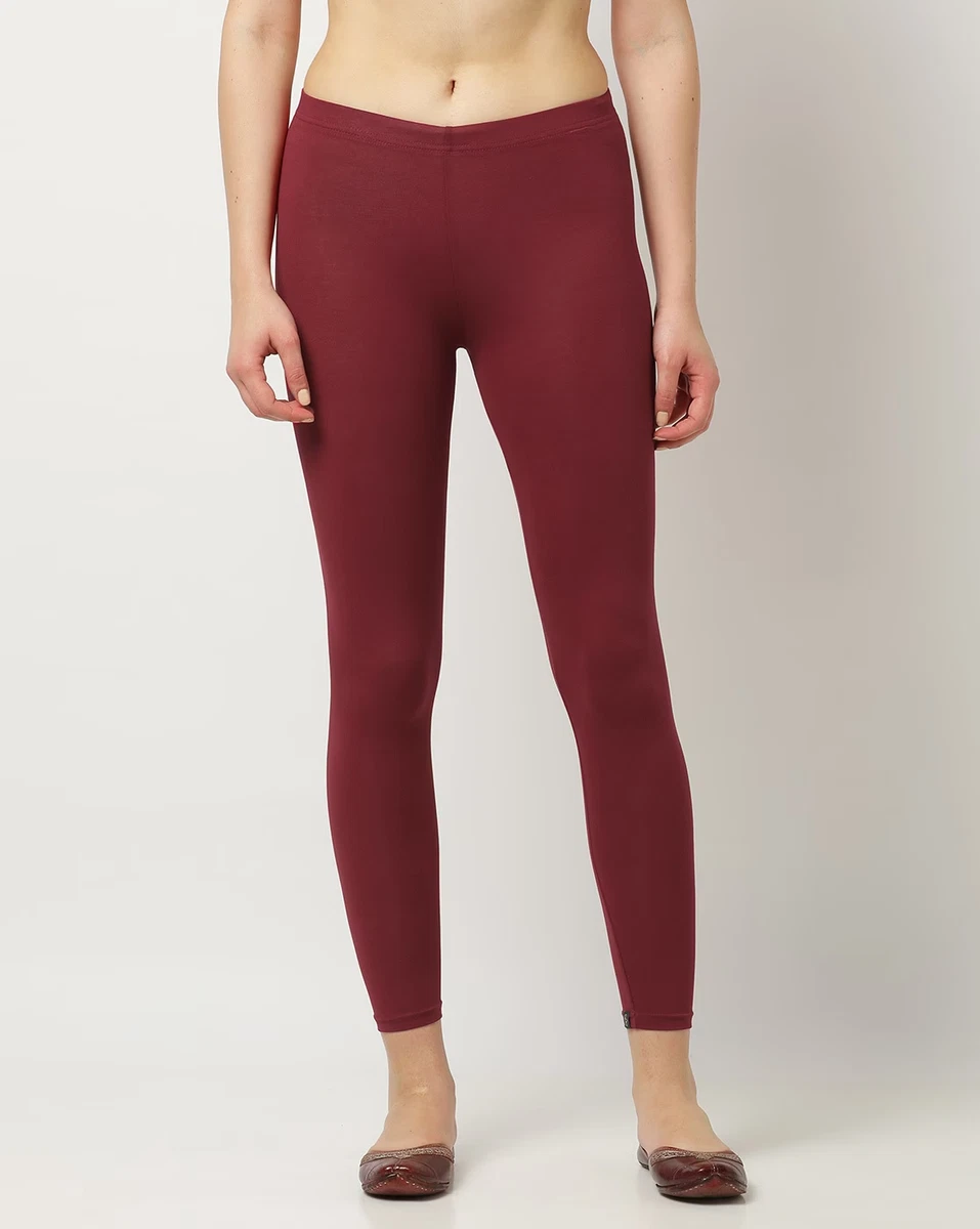 Ankle-Length Maroon Leggings Women & Girl Elasticated Soft Cotton (Size L &  Xl)