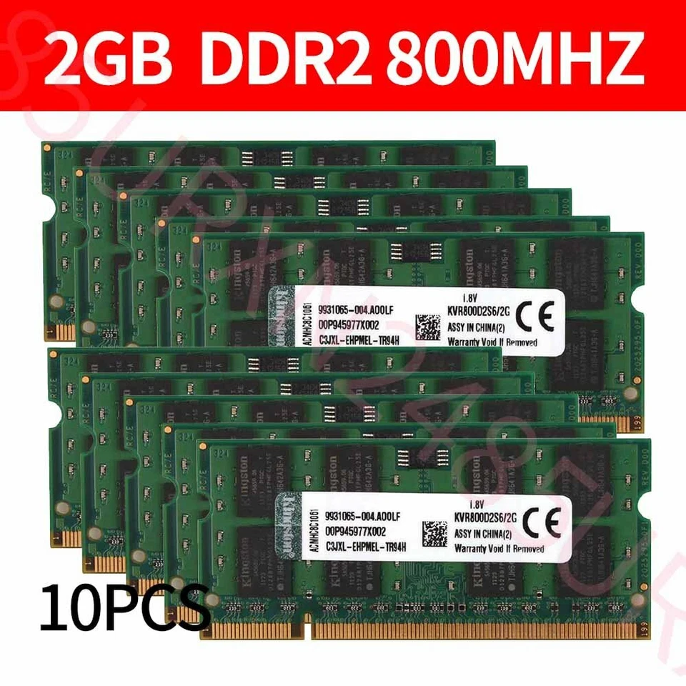 16GB 8GB 4GB 2GB DDR2 800MHz PC2-6400S KVR800D2S6/2G Laptop Memory Kingston Lot - Image 2 of 4