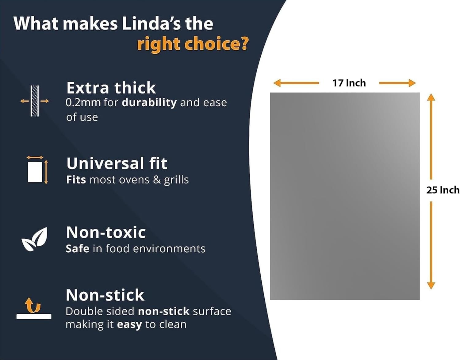 Durable 2 Pack Oven Liners - 17”x25” Non-Stick Heavy Duty Mats for Clean Cooking