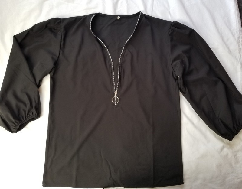 Women's New Black Blouse Zip Front  S Small NWOT