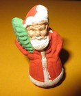 VGT CERAMIC SANTA W/TREE - 2" - MID 1900'S.