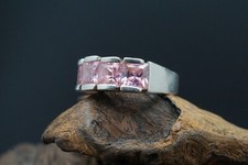 Vintage SIGNED 925 Sterling Silver PINK QUARTZ Ring Size 7.5 Weight 4.17Grams